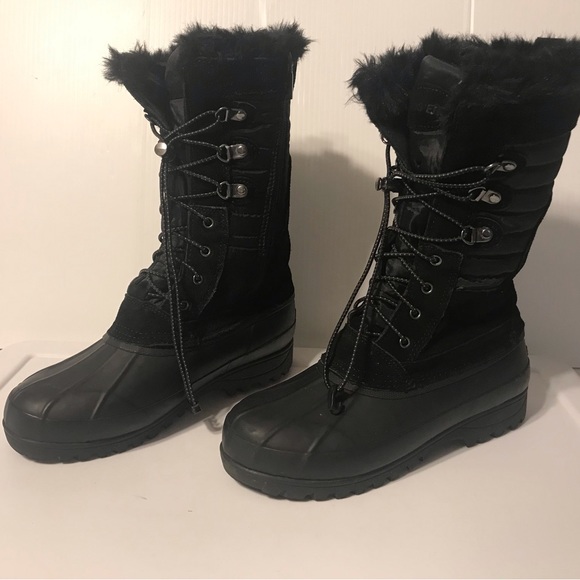 Lands’ End winter snow black insulated boots women’s size 8 B - Picture 3 of 10